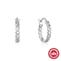 S925 sterling silver infinity cross hoop earrings with twisted rope design for women - White Gold (Woven)