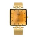 Orologio al quarzo da uomo quadrato classico in acciaio inossidabile dorato con cinturino - Grande / Oro