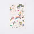 Pegatinas de tatuajes de unicornios impermeables para niños con arcoíris y estrellas - Unicornio en Patinete (WS-A144)