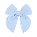 Light blue 5.4-inch jacquard cotton oversized bowtie hair clip with textured fabric finish - Light Blue (92)