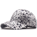 Light gray baseball cap featuring all-over black star prints and curved brim - Adjustable / Silver Grey (02)