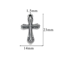 Silver vintage cross pendant 23mm x 14mm with 1.5mm hole for stainless steel necklaces - Style Z2305S48/Silver Metal