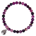 Bracciale in agata viola da 6mm con pietre naturali e ciondolo a forma di coccinella - Bracciale in Agata Viola (Coccinella)