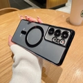 Detail of translucent matte black MagSafe case with lens protector for Samsung Galaxy S24 - Black / Samsung S21 FE