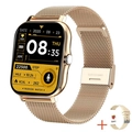 Gold Y13 smartwatch with Milanese metal band and an extra beige silicone strap - Metal Band + Silicone Band Set / Gold