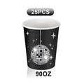 Set da 25 bicchieri da festa disco 9oz con motivi di stelle e sfere su sfondo nero - Bicchiere Di Carta Nero Con Motivo A Sfera Disco / Tipo standard