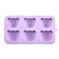 Stampo in silicone viola con sei cavità a forma di orsetto 3D per dolci e torte - Viola