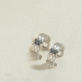 Silver quilted pattern C-shaped ear cuff with minimalist high-polish metal finish - Platinum Plated Quilted Pattern Ear Cuff