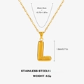 Golden balloon style letter L pendant necklace in polished stainless steel for women - L