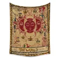 Detail of The World tarot tapestry with quilted diamond texture and mystical occult symbols - The World Mystical (ZJ606-10) / 73X95CM (Brushed Fabric)