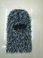 Detailed close-up of the black and white faux fur texture on a warm balaclava mask - One Size / Black and White Jacquard