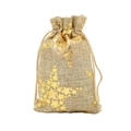 Säckchen aus Leinen mit goldenen Sternen für Weihnachtsgeschenke und Süßigkeiten - 10*14cm Goldene Sterne