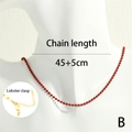 Vibrant red beaded ball chain necklace in retro style with lobster clasp closure - 45+5cm / Red (SET0362-B)