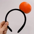 Black velvet headband featuring a realistic orange fruit decoration for girls - Orange