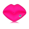 Funny rose pink silicone baby pacifier with buck teeth and a sparkling rhinestone - Diamond Lips 【Rose Red】