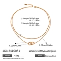 Double layered gold stainless steel necklace with circular pendant for women - Gold Double Layered Necklace (JDN2410051)