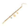 Goldenes Mode-Charm-Armband mit Kleeblatt, Blume und Türkis auf einer Perlen-Metallkette - Kleeblatt und Blumen Stil (4#)