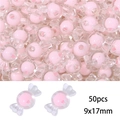 50pcs of pink 9x17mm star-shaped acrylic beads with transparent frosted finish - Pink Transparent Candy (50pcs)