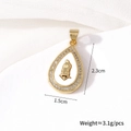 Oval gold plated Mother of Pearl Virgin Mary pendant with cubic zirconia inlay details - Teardrop Virgin Mary (Pendant Only)