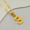 Macro shot of gold stainless steel number 3 pendant necklace with o-chain detail - Number 3 (Pendant Only (Without Chain))