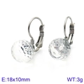 Elegant 10mm clear faceted glass crystal sphere drop earrings with silver hooks for women - Silver White