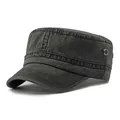 Charcoal grey washed cotton cadet hat for men and women with breathable side eyelets - Adjustable / Black
