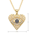 Detail view of pink heart zircon pendant with 20mm dimension scale markings - Blue and White Gemstone Heart Style (D283)