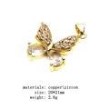 Golden butterfly pendant with pear-shaped cubic zirconia and copper micro-inlay - Clear Zircon Butterfly Pendant (Style 3)