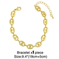 Gold coffee bean chain bracelet with lobster clasp and adjustable link on white background - Pig Nose Bracelet / Gold