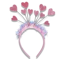 Pink heart headband with glitter accents and laser tassels for Valentine party - Pink 10 Hearts Headband