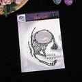 Halloween face gems sticker with black skull design and bats for festive party makeup - Black Teardrop