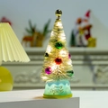 Mini beleuchteter Weihnachtsbaum Schreibtischdeko mit blauem Sockel und bunten Kugeln - Leuchtender Zederbaum Mit Bunten Kugeln