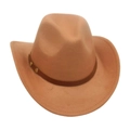 Classic light brown felt western cowboy hat with studded dark brown leather band - One Size / Camel