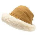 Warmer Thermo-Fischerhut aus Kunstwolle mit Fleecefutter und breiter Plüschkrempe - Erwachsene Einheitsgröße (56-62cm) / Khaki
