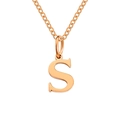 Rose gold stainless steel alphabet necklace featuring a polished letter S pendant - Letter S / Rose Gold