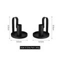 Pair of minimalist black matte iron candle holders with circular bases and handles - Matte Round Base Candle Holder (6057) / 2 Pcs/Set / Black