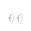 S925 sterling silver drop earrings with round blue zircon and micro-pave white stones - 925 Silver / Silver