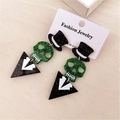 Pendientes de esqueleto con sombrero de copa y calavera verde brillante de Halloween - Calavera de Caballero