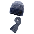 Set berretto e sciarpa invernale da uomo blu navy con fodera in pile calda - Taglia unica / Blu navy