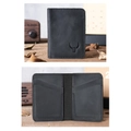 Handmade vintage black leather card holder with bull logo and multiple card slots - With Logo / Black With Bull Logo