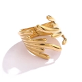 Onregelmatige tak ontwerp 18K vergulde roestvrijstalen open ring met gepolijste afwerking - Open Ontwerp / Goud