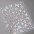 Irisierende Schmetterling-Nagelaufkleber in Pink und Weiß mit Relief-Effekt, Modell M-264 - Holografischer Rosaroter Weißer Schmetterling (M-264)