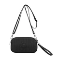 Bolso bandolera de nailon negro con logo Smile Way y correa de hombro ajustable - Negro