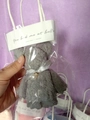 Grey coral fleece bear-shaped towel with pearl bow and white paper handle gift bag - Handbag Style 1 (Without Bear)
