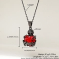 Dark goth style red zircon heart necklace with copper thorn cross and black chain detail - 2.3*1.6cm Gold Plated Gun Black NAE07-2