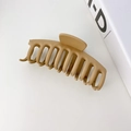 Minimalist matte camel resin hair claw clip shown on a white background with a magazine - Keel Style / 10.8cm / Light Brown