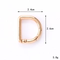 Golden zinc alloy D-ring buckle for bags with 2.4cm width and 2.6cm height measurements - 26mm D-Ring Buckle / Gold