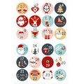 Christmas Advent calendar stickers with 1-24 numbers and festive holiday illustrations - 9 Cartoon Numbers