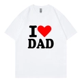 White oversized T-shirt with I Love Dad print and comfortable round neck fit - XS / White (I Love Dad)