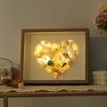 DIY shell light frame with warm LED heart shell art and natural wood finish - Natural Wood Heart-shaped Photo Frame + (includes Seashells Pearls Alcohol Glue And String Lights) / 8-inch Hollow 3cm